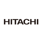 Black Hitachi logo on a white background