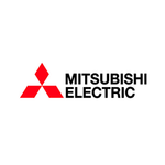Black an red Mitsubishi-electric logo on a white background